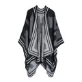 Plus Size Strickjacke Großhandel Frauen Plaid Pullover Poncho Cape Mantel Offene Front Decke Pashmina Schals Und Wraps